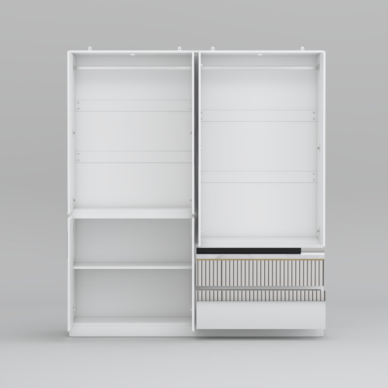 Westlake Elegant Full-Length Mirrored Wardrobe With Dual Compartments And Multiple Drawers Westlake Elegant Full-Length Mirrored Wardrobe With Dual Compartments And Multiple Drawers